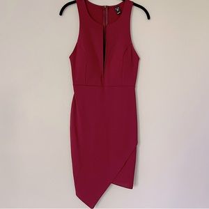 Windsor Dark Red Asymmetrical Bodycon Dress